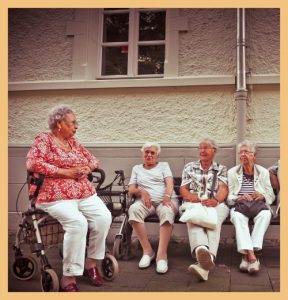 Group of elderly women signifying the characteristics of 'eudaimonia'