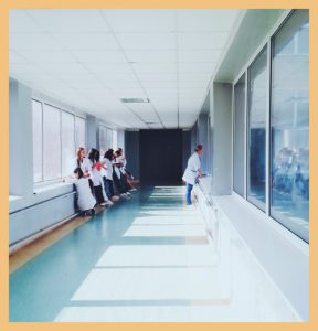 Simple hospital corridor signifying sustainable healthcare infrastructure