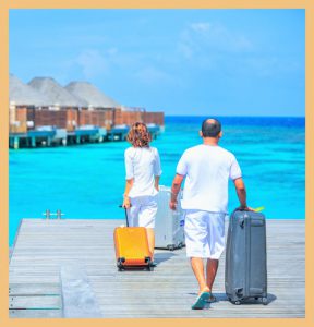 Couple arriving at a resort signifying positive guest experiences