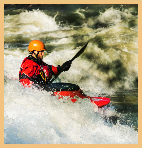 Man kayaking signifying relevance of goal setting in business planning and strategy performance transformation