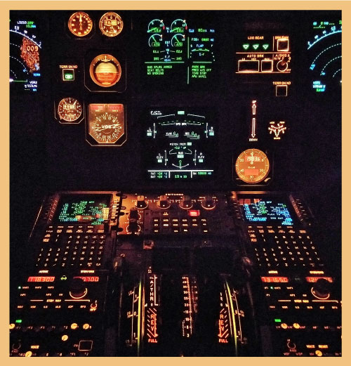 Dials in cockpit at night signifying high quality operations infrasructure transforming performance