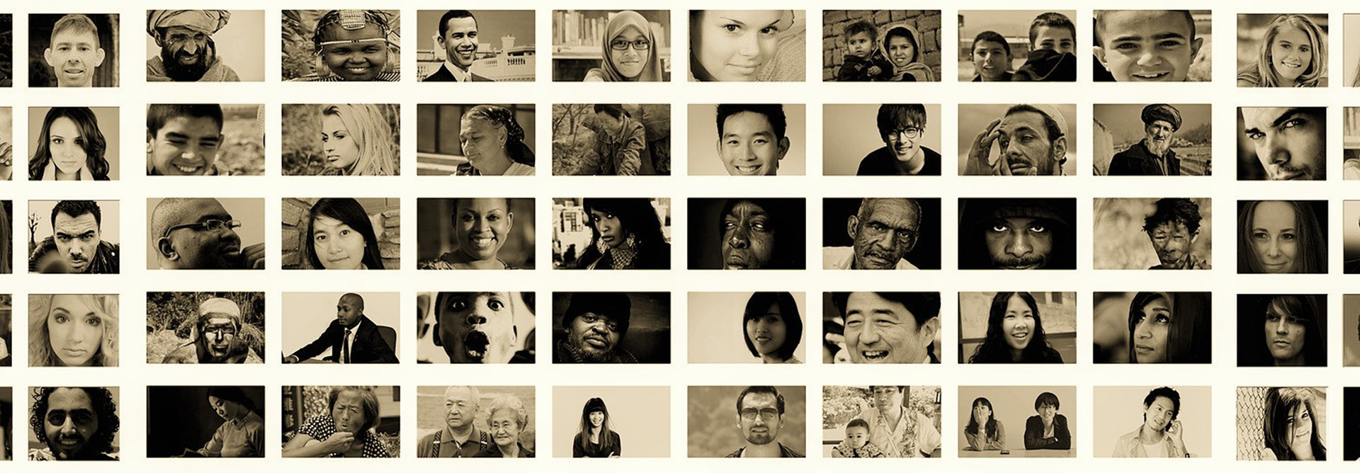 Collage of faces signifying the relevance of research products in NirSan Nurture for transforming environments