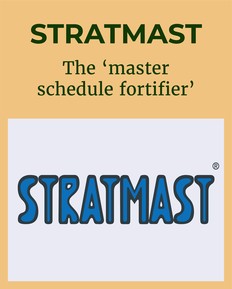 Logo of STRATMAST - the research product that is the 'master schedule fortifier'